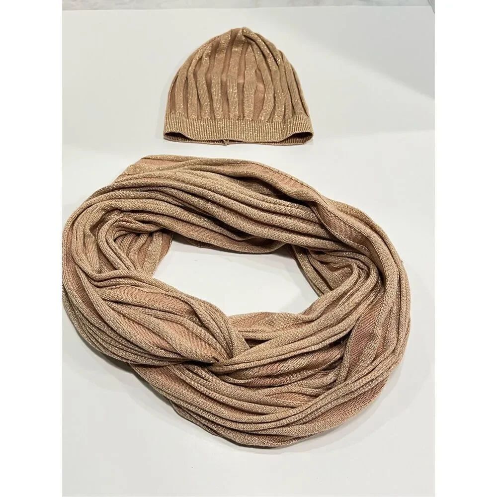 Maddison Women’s Bohemian Set Snood Beanie Hat Lama Blend Gold OS Adult